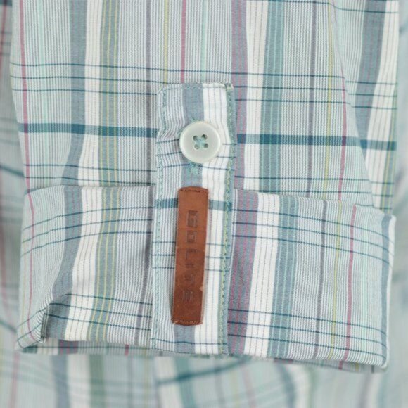 GoLite Women's Small Blue White Plaid 3/4 Sleeve Collared Popover Blouse - Picture 6 of 8